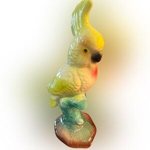 Vintage Hand-Painted Yellow Ceramic Cockatoo Figurine - Decorative Bird Accent